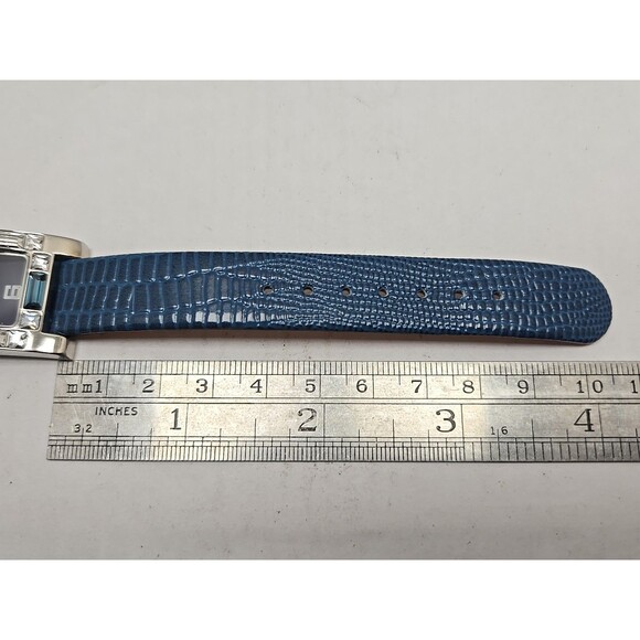 Adrienne Crystal Bezel Blue Alligator Leather Strap Womens Watch New Battery - Picture 8 of 12